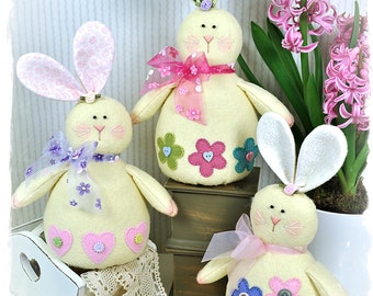 Honey Bunnies Felt Sewing Pattern - Easter Decorations - MAILED Posted Version