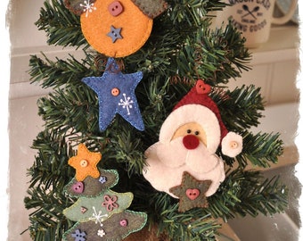 PDF - Xmas Tree Hangers Felt Pattern - PDF - Christmas Decorations