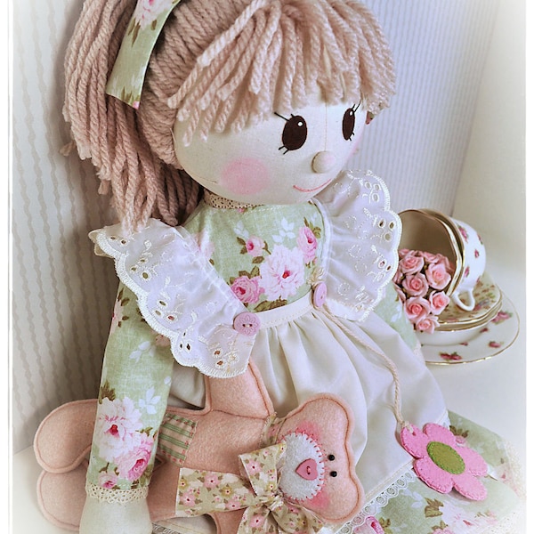 PDF - Holly Rag Doll Sewing Pattern - Instant download