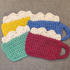 Crochet Coffee Mug Coasters: Colorful Cotton Cappuccino Set