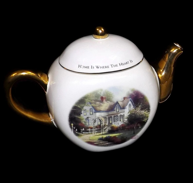 Vintage Thomas Kinkade Home is Where the Heart is II Teapot Etsy