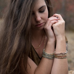 Pebble Bead Bracelet Set In Mixed Silver and Gold, Best Seller Beaded Bracelet, Two-Color Stacking Bracelet, Presh Beads Bracelet image 2