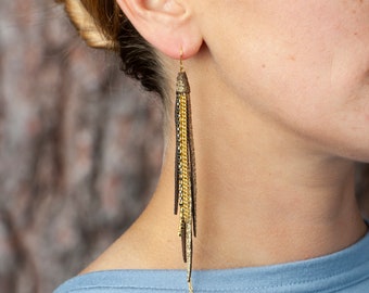 Tassel Earring in Coffee Shimmer,Coffee Shimmer Gold Earring,Presh Earring,Tassel Earring, Coffee Shimmer Earring,