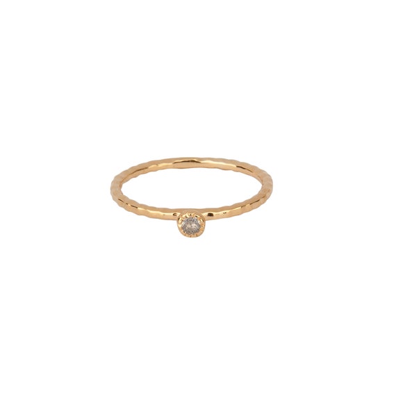 Elle Gem Ring in Gold Textured Gold Ring Tiny Labradorite | Etsy