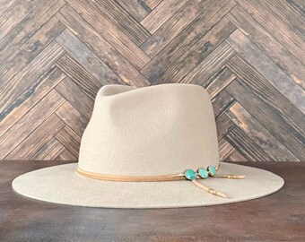 Lani Amazonite and Gold Wrap Hat Band - Beige, Energy Healing Gemstone Necklace on Soft Suede Lace, Presh Jewelry in Versatile Design