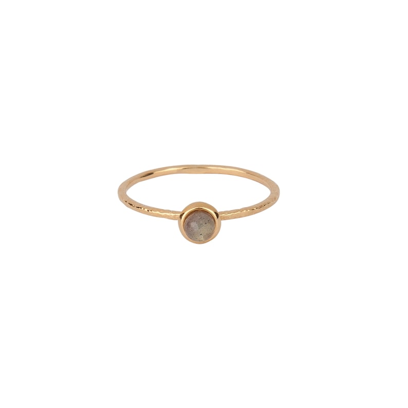 Plated Silver Ring with Spherical Gemstone Effie Gem Ring with Labradorite and Gold Presh Ring Textured Gold Ring with Tiny Stone