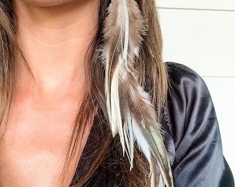 Long Feather Earrings in Army Shimmer, Genuine Metallic Italian Leather, Silver Chain Earrings, Presh Earrings