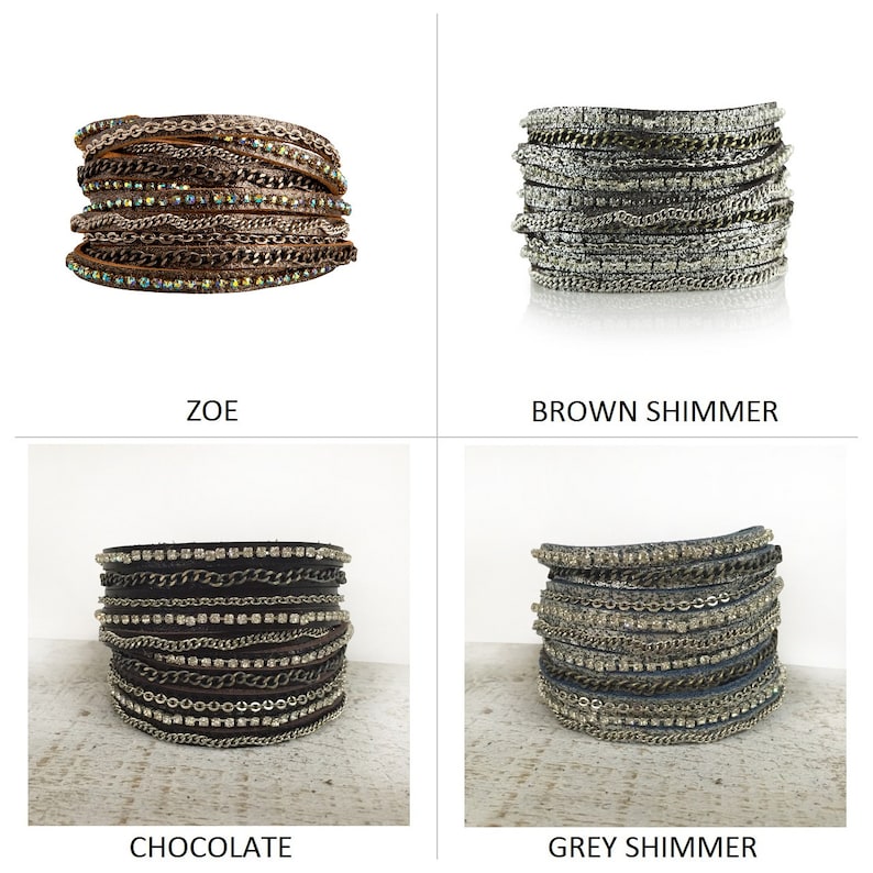 Mixed Media Wrap Bracelet in Silver Tones Presh Bracelet Silver Wrap Bracelet Varied Metal Chain Bracelet Crystal Rhinestone Bracelet