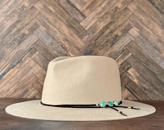 Lani Amazonite and Gold Wrap Hat Band, Stunning Amazonite Gemstone Wrap on Soft Suede Lace, Presh Boho Lariat Leather Necklace