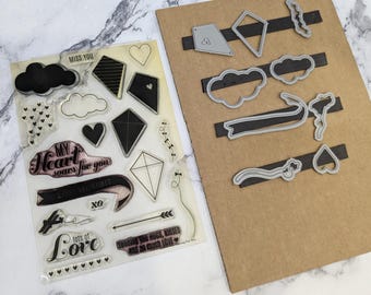 Simon Says Stamp Soaring For You Stamp and Dies Set - Valentine&#39;s Cloud Kite Hearts