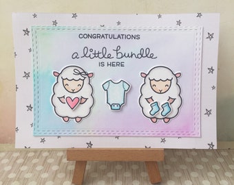 Handmade Newborn Baby Card - Congratulations Card - Baby Boy - Baby Girl