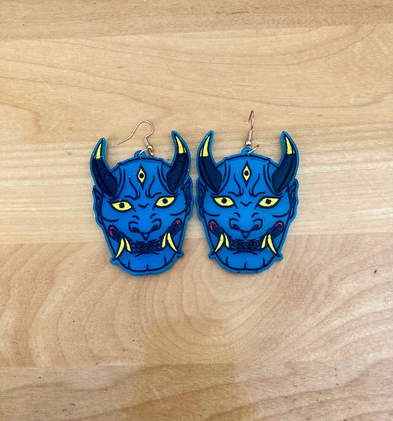 Oni Mask Earrings Etsy