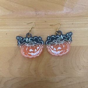 Two Tone Haunted Pumpkin Earrings
