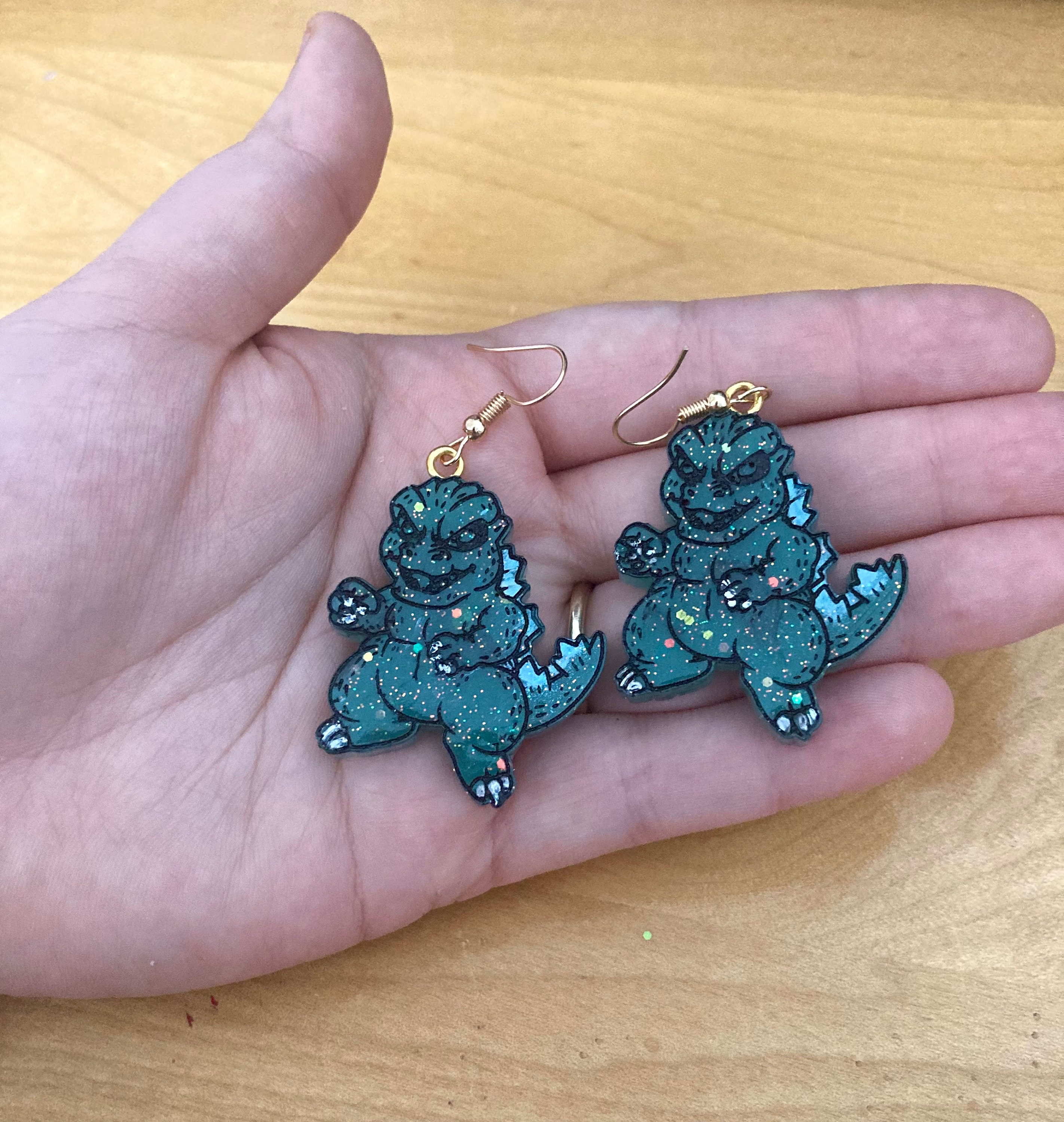Baby Godzilla Earrings Etsy