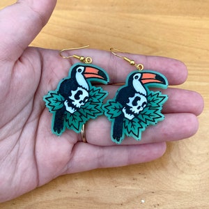 Toucan Skull Earrings