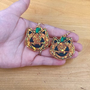 Pendientes de calabaza gatito