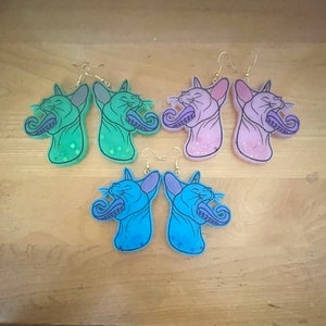 Cosmic Horror Kitten Earrings or Bag Charm