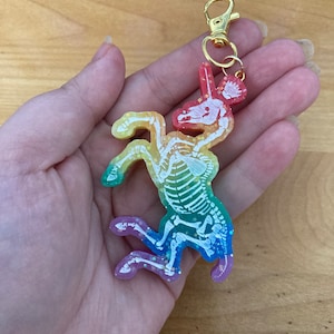 Rainbow Skeleton Unicorn Bag Charm