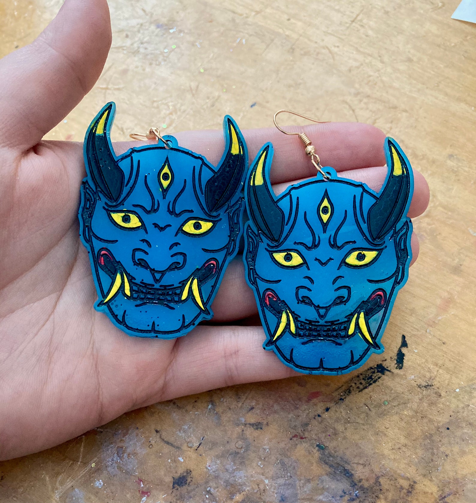 Oni Mask Earrings Etsy