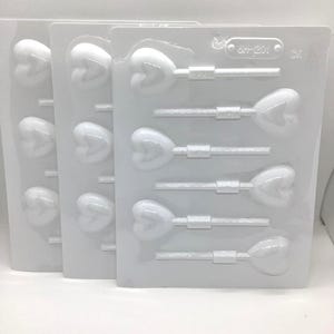 LOVE- 1-1/2” HARD CANDY Heart sucker Candy Mold 3 Pack