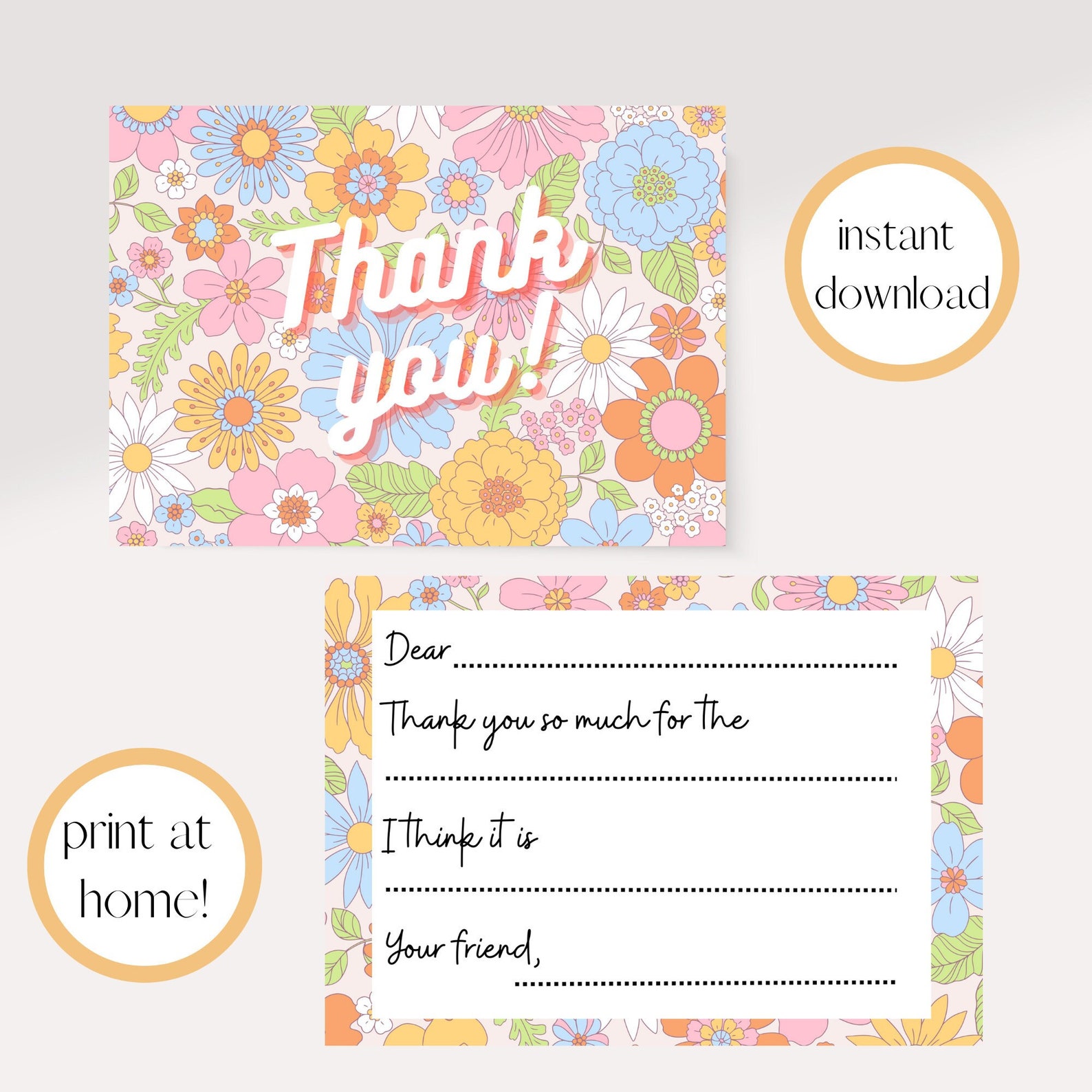 Fill in the Blank Thank You Cards | Kids Thank You Cards | Instant ...