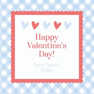 Gingham Valentinstag Karte | Gingham Valentinstag Anhänger | Digitaler Download
