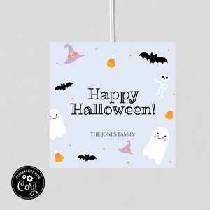 Printable Halloween Tags - bats and ghosts - Happy Halloween - Self Edit Template