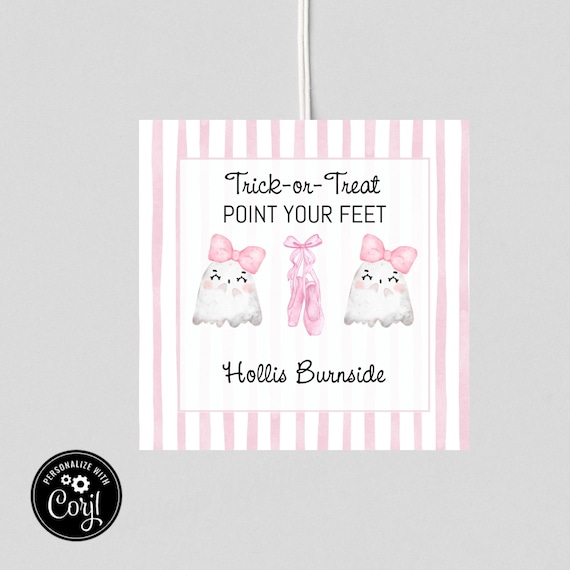 Printable Halloween Tags - Trick or Treat Point Your Feet - Self Edit Template