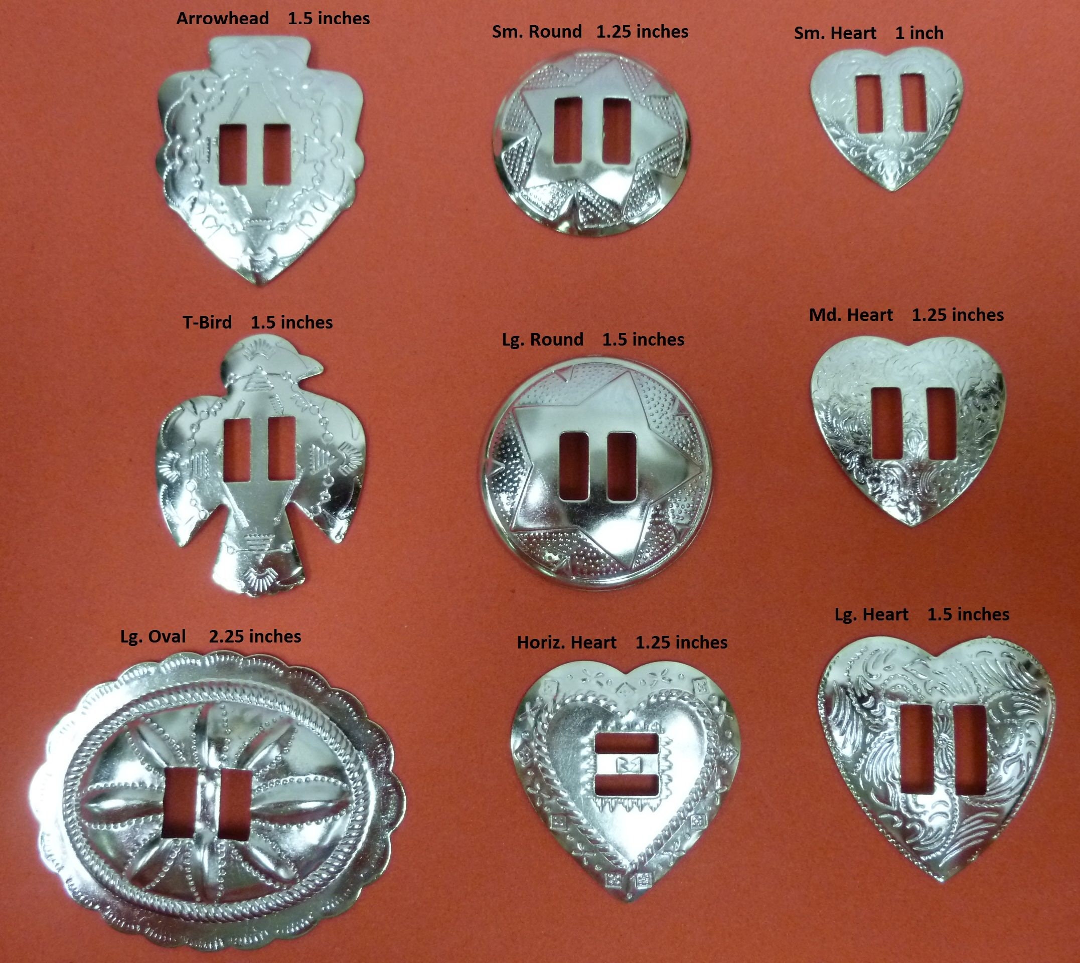 YOUR CHOICE 12, 50, or 100 Silver Plated Conchos! Variety of Styles a…