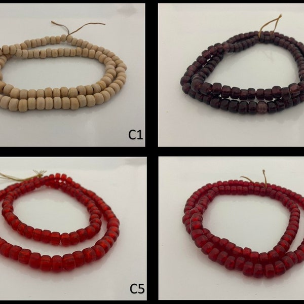 Glass Crow Beads on Sinew String for Crafting