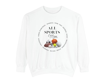 All Sports Mom sweatshirt | sports balls graphic, soccer, basketball, baseball, tennis