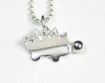 Sterling Silver Baby Hedgehog Charm Necklace.