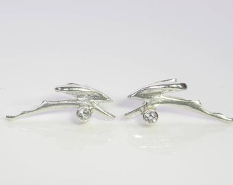 Handmade Silver Leaping Hare Gemstone Studs