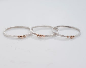 Slim silver ring with gold. Skinny ring. Stacking ring. Eternity ring.