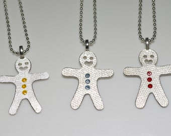 Gingerbread Necklace. Sterling Silver cookie pendant
