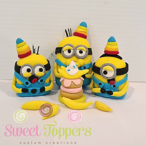 Buy Minions Edible Fondant Cake Decorations Birthday Party Bob ...