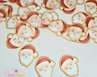 Pre cut santa wafer toppers, eco confetti cupcake cookie cake decoration, table toppers