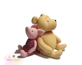 3D vintage classic Winnie the pooh bear and piglet edible fondant cake topper decoration