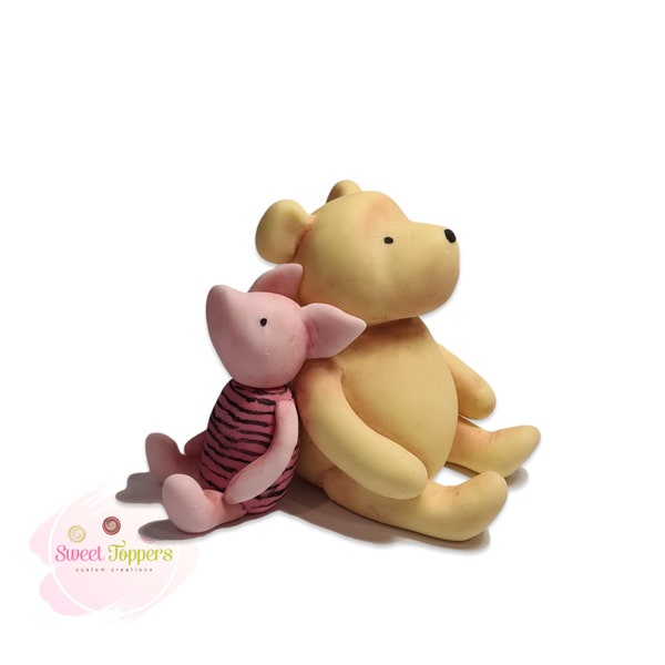 3D vintage classic Winnie the pooh bear and piglet edible fondant cake topper decoration