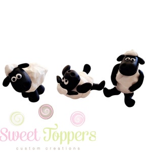 Mischievous Sheep edible fondant cake topper set