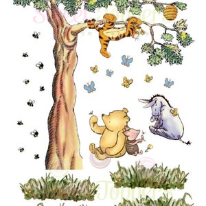 Pre-cut Edible icing cake scene stickers Tigger hanging from a tree Winnie the Pooh Bear Edible printed icing images