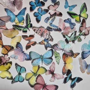 40 Pre-cut Wafer Butterflies Edible - Mixed rainbow