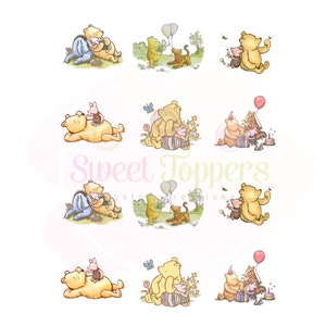 pre-cut Winnie the Pooh Bear Edible printed icing image cupcake circles.