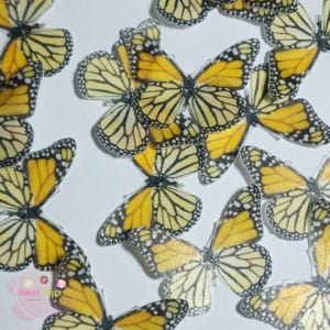 25 Pre-cut edible Wafer Butterfly - Orange Monarch cake and cupcake toppers