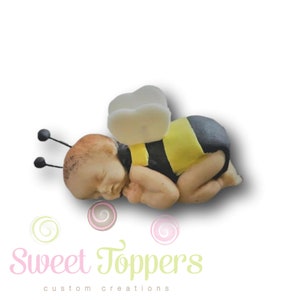 Baby Bee fondant taartdecoratie eetbare babyshowertopper