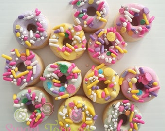 12 x doughnut donut sprinkles  edible fondant cupcake cake toppers