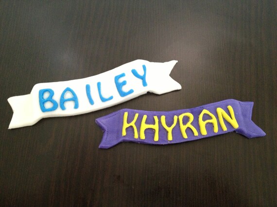Custom Edible Name Banner Fondant Sugar Topper Cake Decoration Etsy