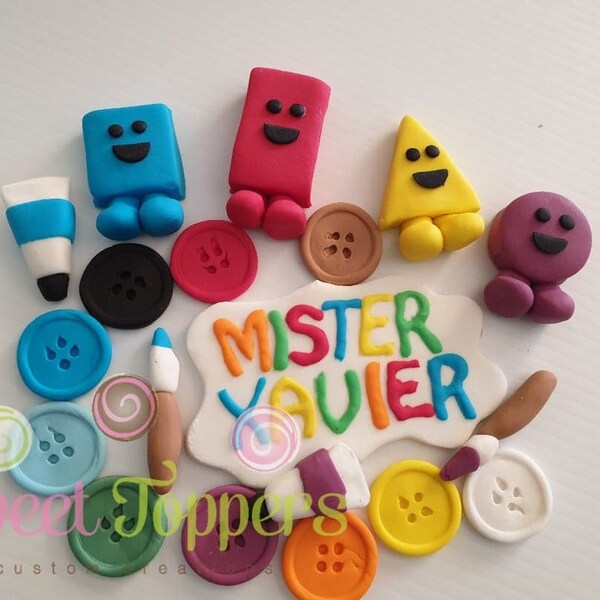 Mister Maker the Shapes décorations de gâteaux comestibles boutons peinture et pinceaux