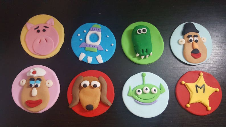 16x Toy Story Cupcake Toppers Hand Made Edible Fondant Cake Etsy
