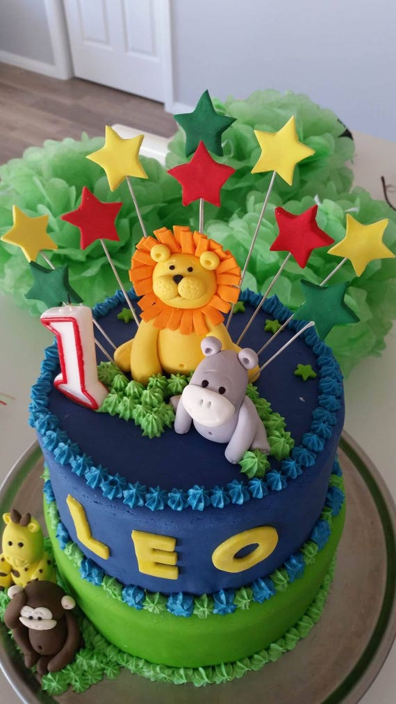 12 Edible Bright Colour Stars On Wires Fondant Cake Etsy